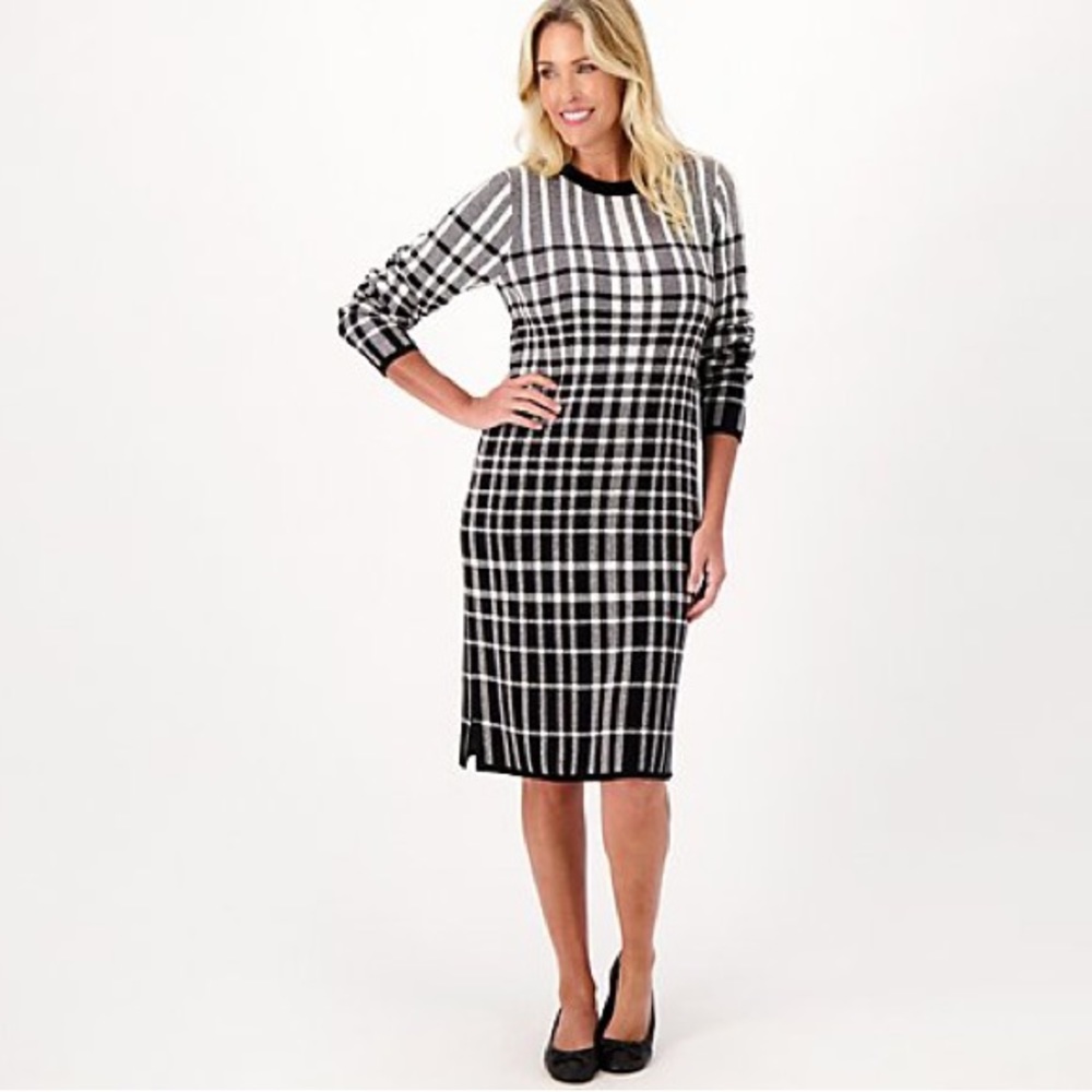 Plaid Jacquard Sweater Dress